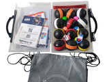 a bag with a bunch of toys inside of it