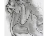l'image d'un dessin représentant une femme assise sur une chaise