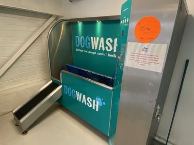 an image of a dog wash station in a building