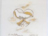 a drawing of a heart with a ribbon on it