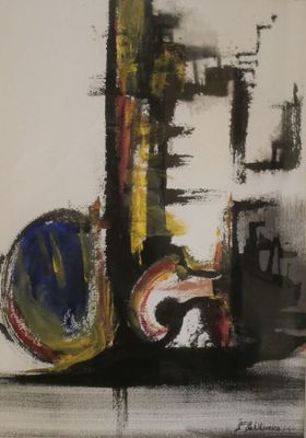 JORGE DE OLIVEIRA - Composition - Gouache sur papier - Signé…