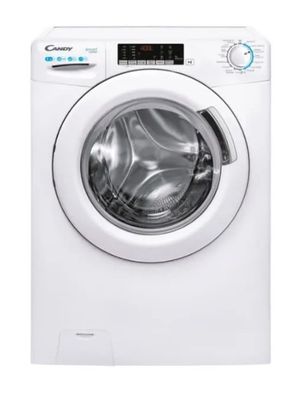 une machine à laver blanche sur fond blanc