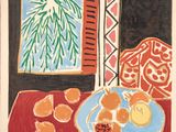 an image of a painting of a plate of oranges on a table