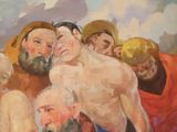 a painting of a group of men standing together