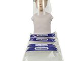 a close up of a mannequin wearing a face shield