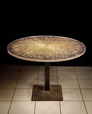 an image of a table with a circular design on it