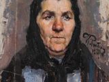 une peinture à l'huile représentant une femme portant un foulard sur la tête