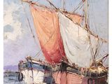 an image of a painting of a boat in a body of water