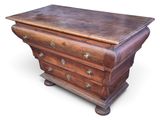 an old wooden chest of drawers on a white background