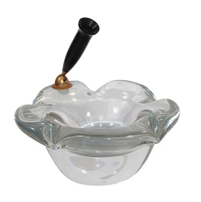 DAUM - PORTE-STYLO en cristal en forme de fleur, milieu XXèm…