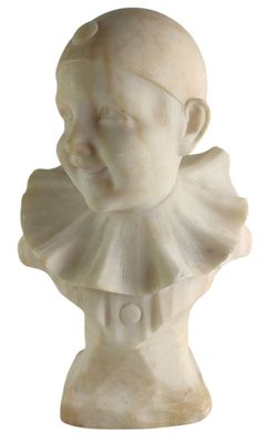 marble bust of a child with a collar and a buttoned collar