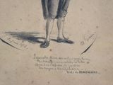 an old drawing of a man in a suit and tie holding a cane