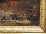 an image of a painting of a man and a dog in the water