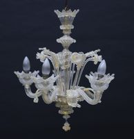 Lustre en verre de Murano et inclision or à cinq bras de lum…