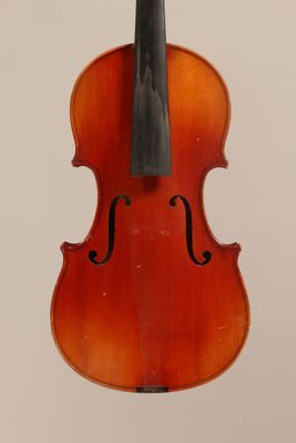a close up of a violin with a bow on a white background