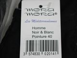 the label of a black jacket is attached to a plastic bag