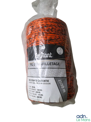 a roll of orange colored twine that is wrapped in plastic