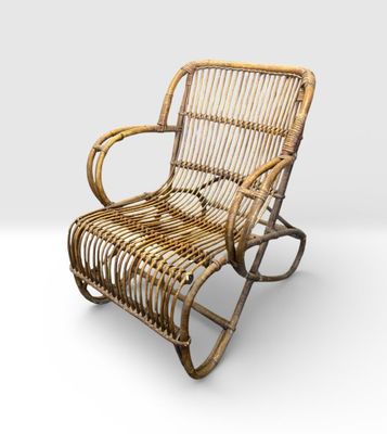 Fauteuil en rotin, années 50/60, H.