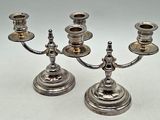 pair of antique silver plated candlesticks