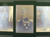 three old photos of a man in uniform with a hat on