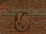 a close up of a metal box with a lock on it