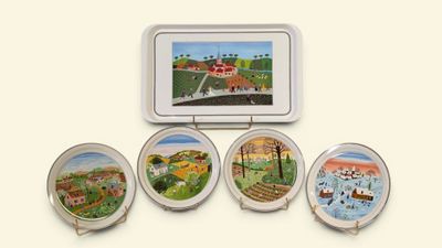 quatre sous-verres ornés d'images d'une ville