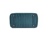 an image of a blue purse with a zipper on it
