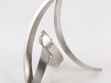 pair of stainless steel rings on a white surface with a white background