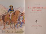 an open book with a picture of a man riding a horse