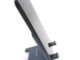 a close up of a cell phone on a stand