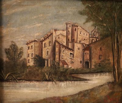 L. BELLI (XIX-XX° siècle) "village près de la rivière".