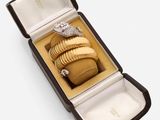 an open case with two rings in it on a white surface