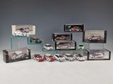 many different models of cars in a display case