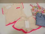 three pieces of clothing on a table with a price tag
