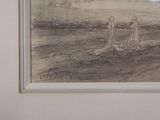a picture of a drawing of a man and a woman in a field