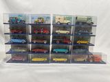 a lot of toy cars that are in a display case