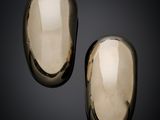 pair of gold - plated oval earrings on a black background