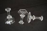 VAL SAINT LAMBERT - 3 bougeoirs en cristal - signés - modèle… (photo 2)
