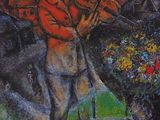 a painting of a man riding a horse with a woman on it
