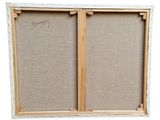 an image of a pair of framed canvass sitting on top of a wooden frame