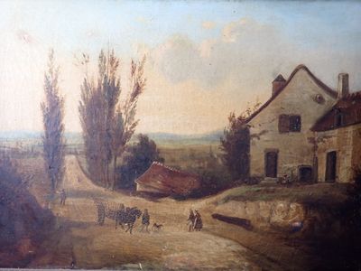 une peinture sur le mur d'un immeuble représentant un cheval et une calèche