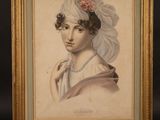 portrait of a woman with a turban and a flower in her hair