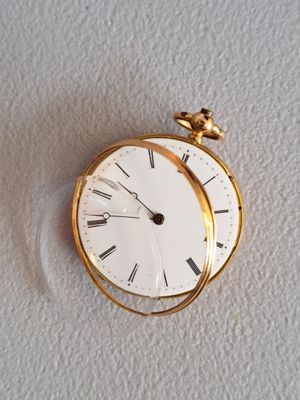 Montre de col en or jaune 18K 750 millièmes, cadran émaillé … - Photo 1