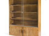 an image of a wooden bookcase with glass doors