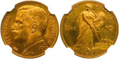 a close up of two gold coins with a man on one side and a woman on the other