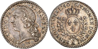 une pièce d'argent avec une couronne au recto et une couronne au verso