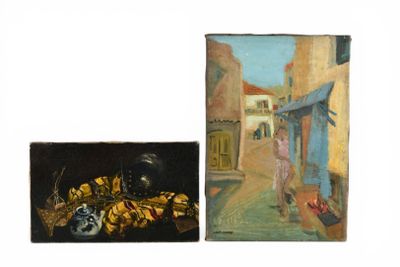 ECOLE du XXe siècle. Femme dans un village.