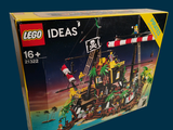 a box of legos with a pirate ship in it