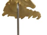 an image of a gold sculpture of a bird on a black base
