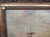 a picture of a painting of a boat in the water